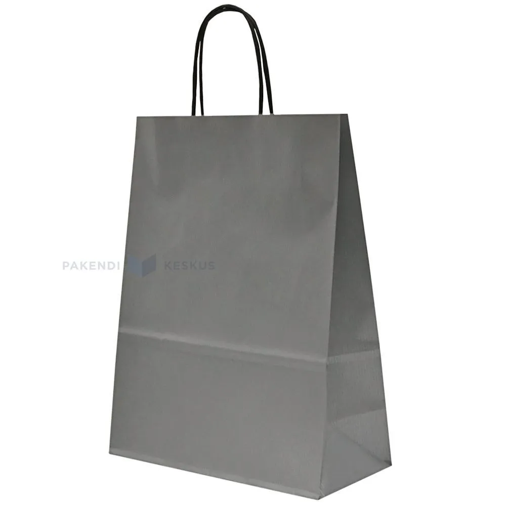 Silver paper bag with twisted paper handles 24+11x31cm