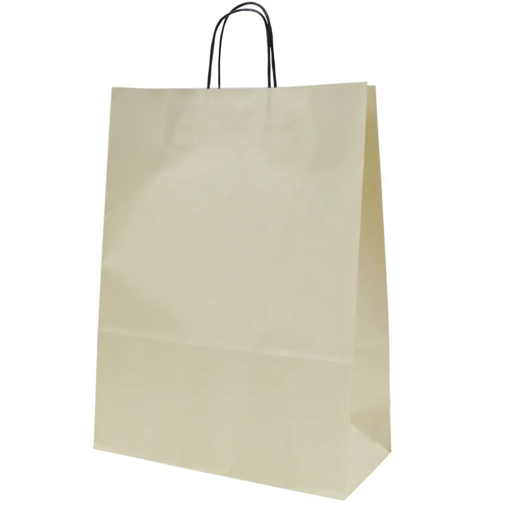 Ivory paper bag with twisted paper handles 32+14x42cm
