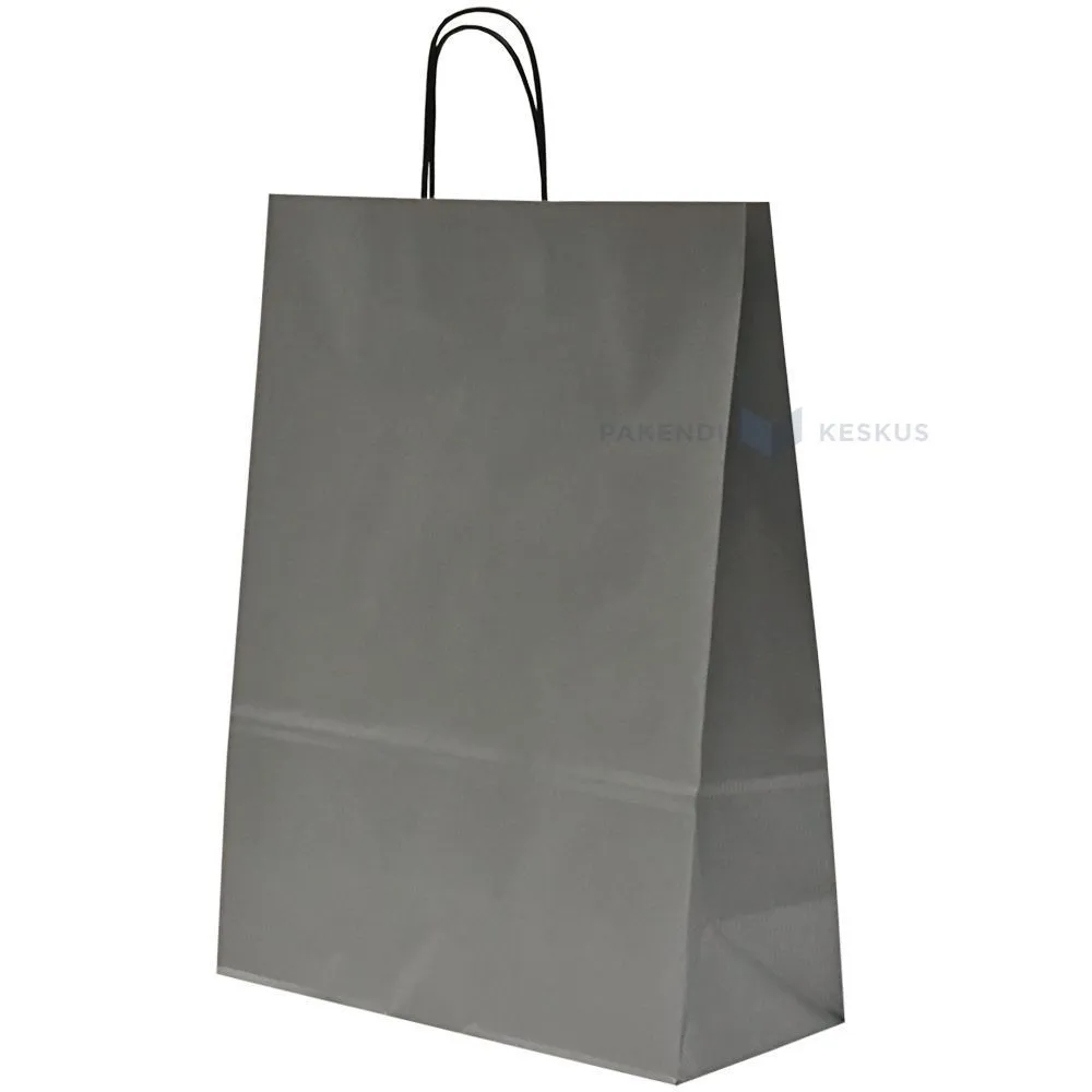 Spiraal pabersangadega hõbedane paberkott 32+14x42cm