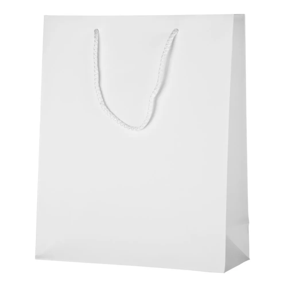 White paper bag with rope handles 26+12x32cm