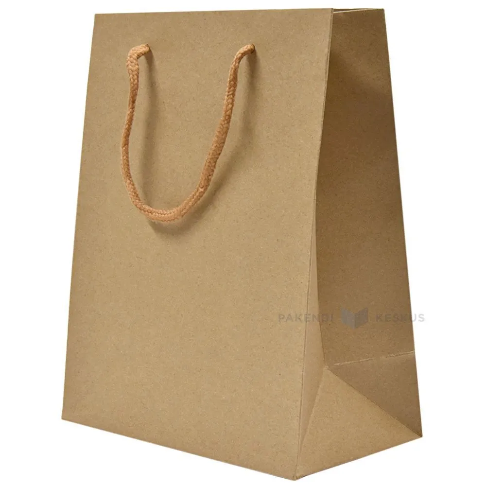 Brown paper bag with rope handles 18+10x23cm