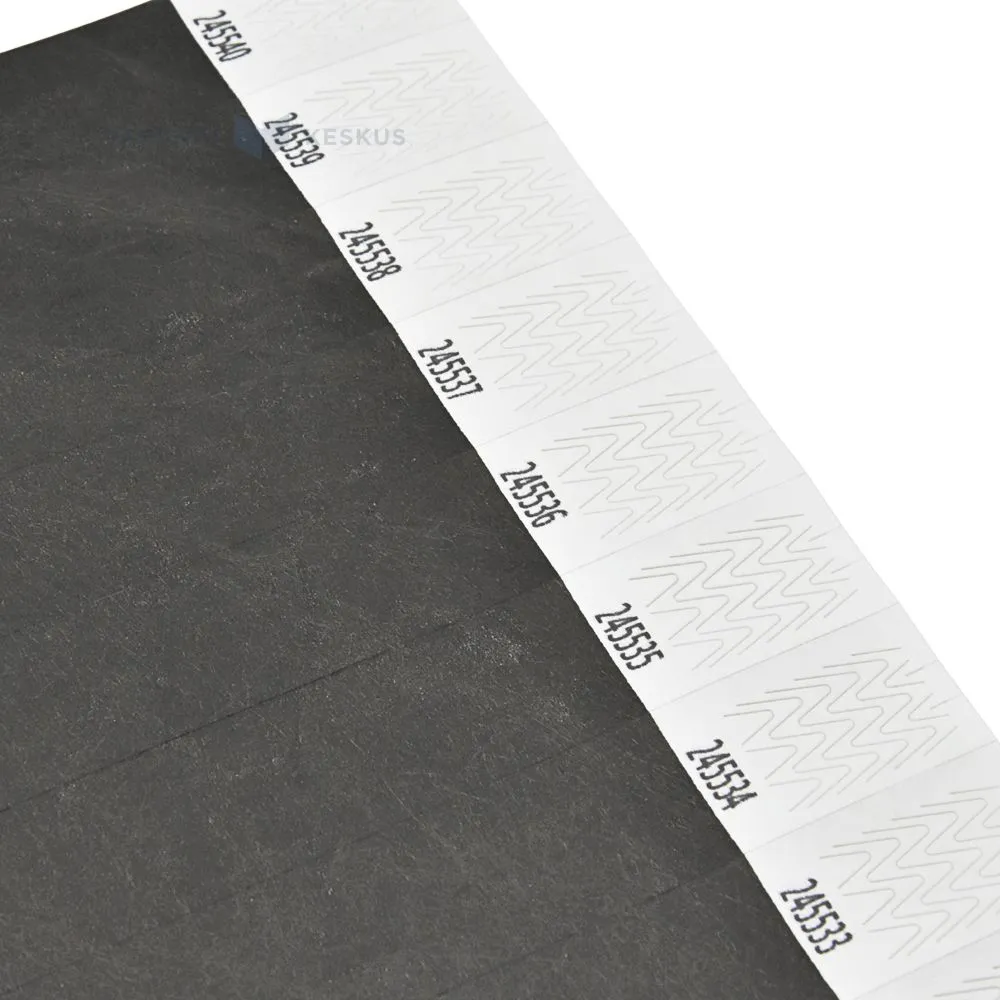 Black paper wristband for event 19mm wide numbered, 100pcs/pack