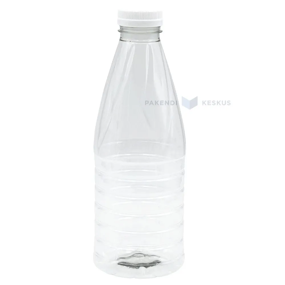RPET-plastikpudel ühendatud korgiga 1000ml / 1L diameetriga 38mm
