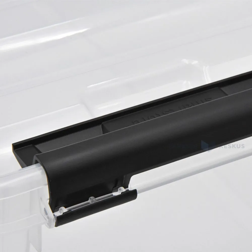 Transparent storage box with lockable lid 590x390x310mm 45L