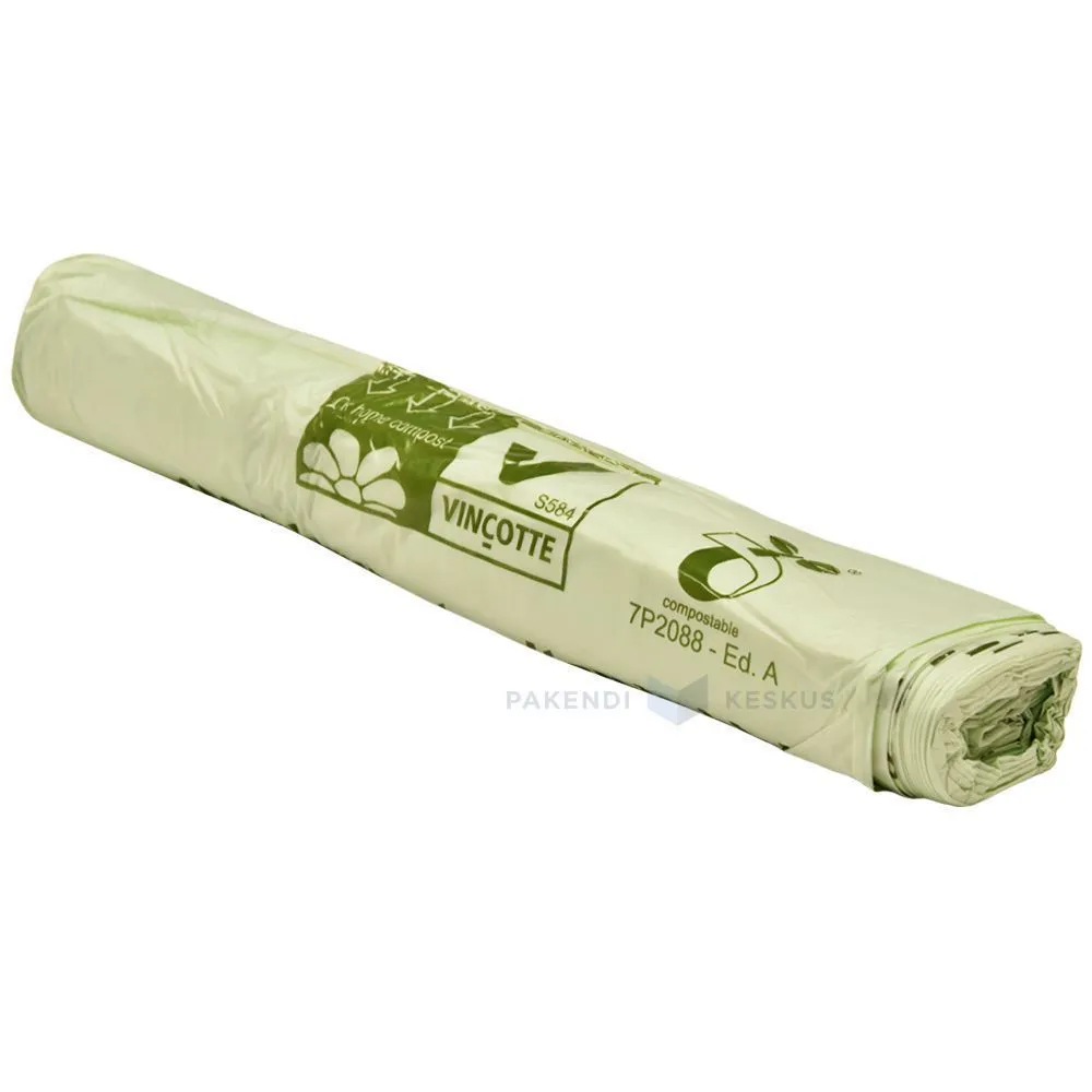 Compostable and biodegradable bags 87x138cm 140L 17mic, 10pcs/roll