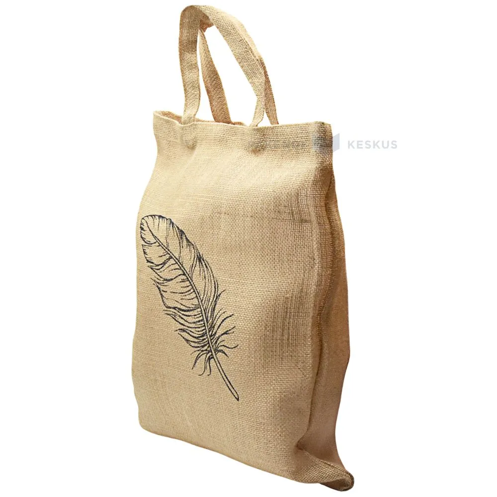Sangadega jute kangast musta sule trükiga tekstiilkott 40x43cm