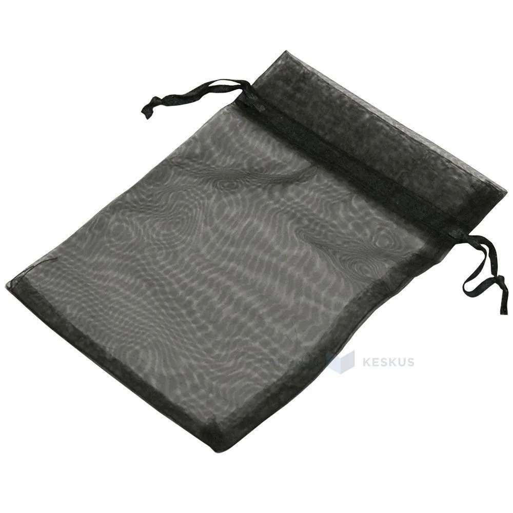 Must nööriga organza kott 11x16cm, pakis 10tk