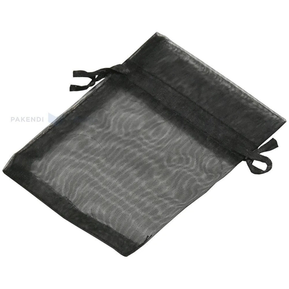 Must nööriga organza kott 7x9cm, pakis 10tk
