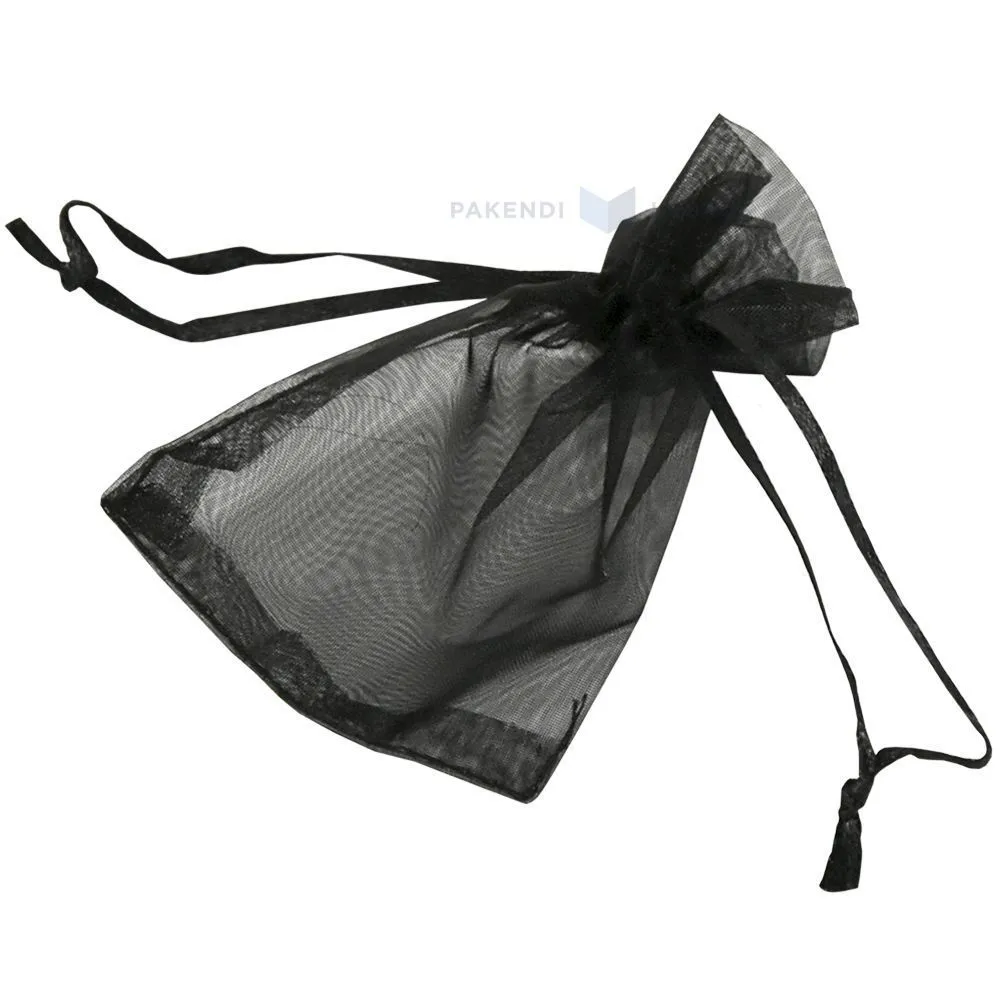 Must nööriga organza kott 7x9cm, pakis 10tk