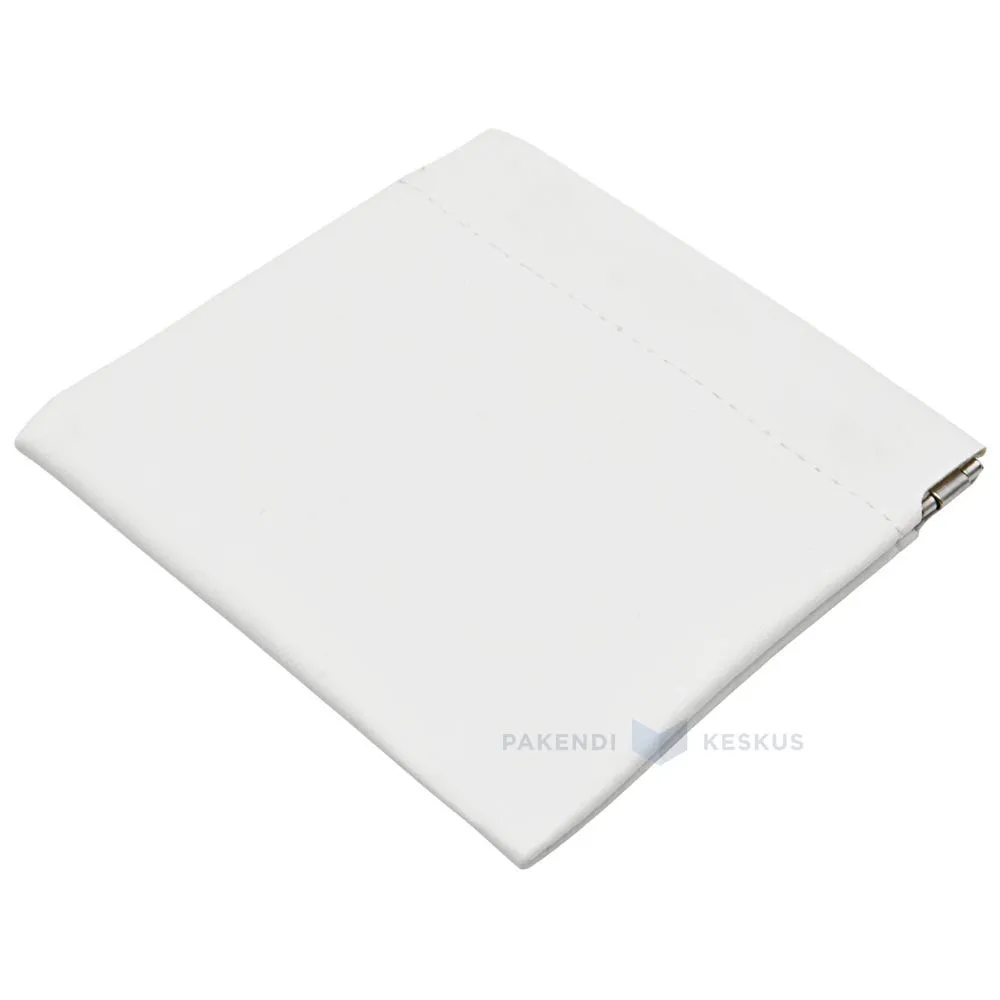 White PU faux leather pouch 11x10,5cm with metal squeeze top closure
