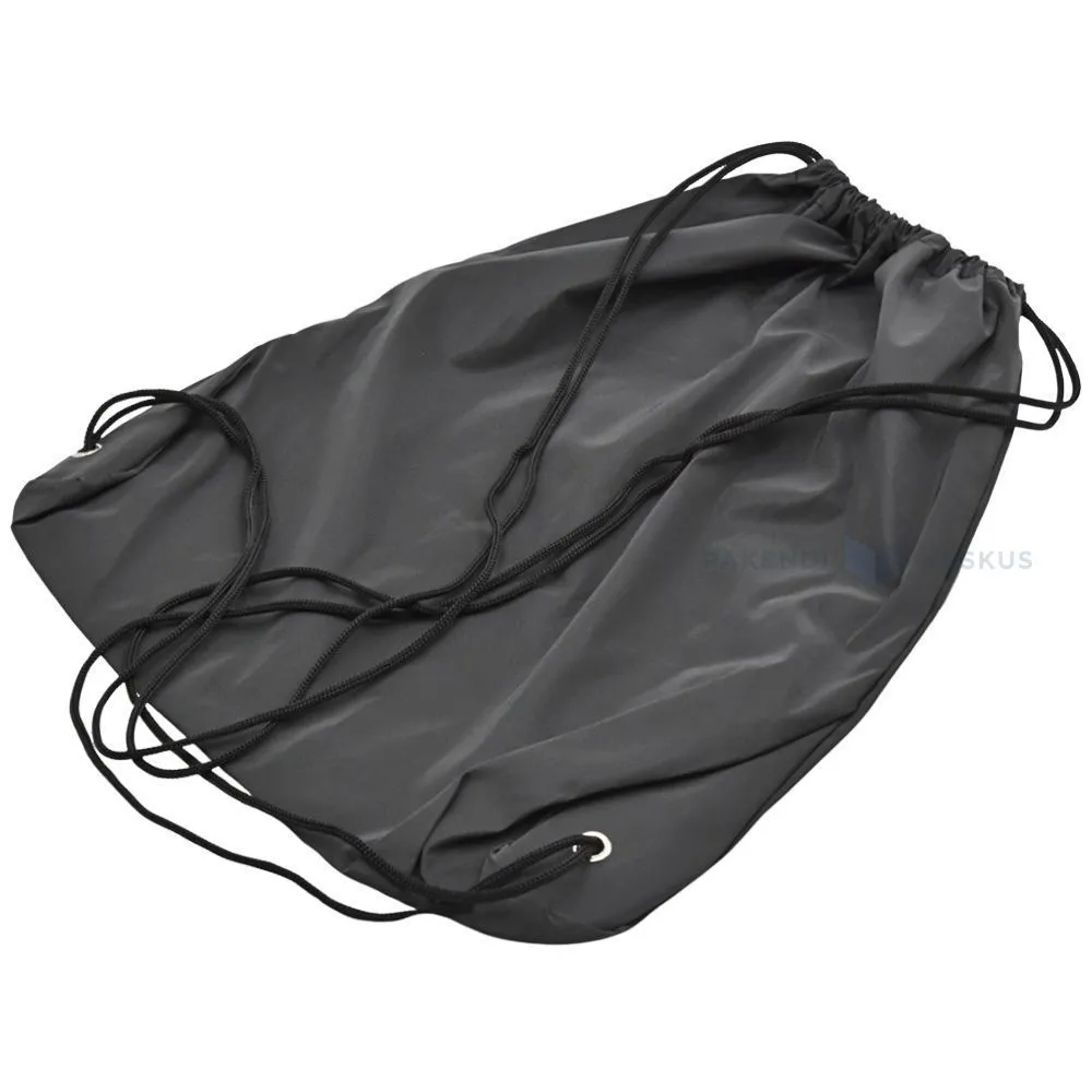 Polyesterikangasreppu, kiristysnyöreillä, 35x43cm, musta heijastinkangas