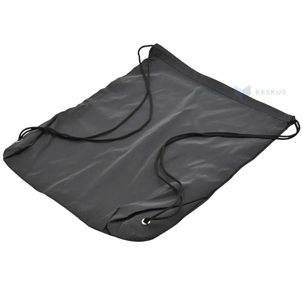 Polyesterikangasreppu, kiristysnyöreillä, 35x43cm, musta heijastinkangas