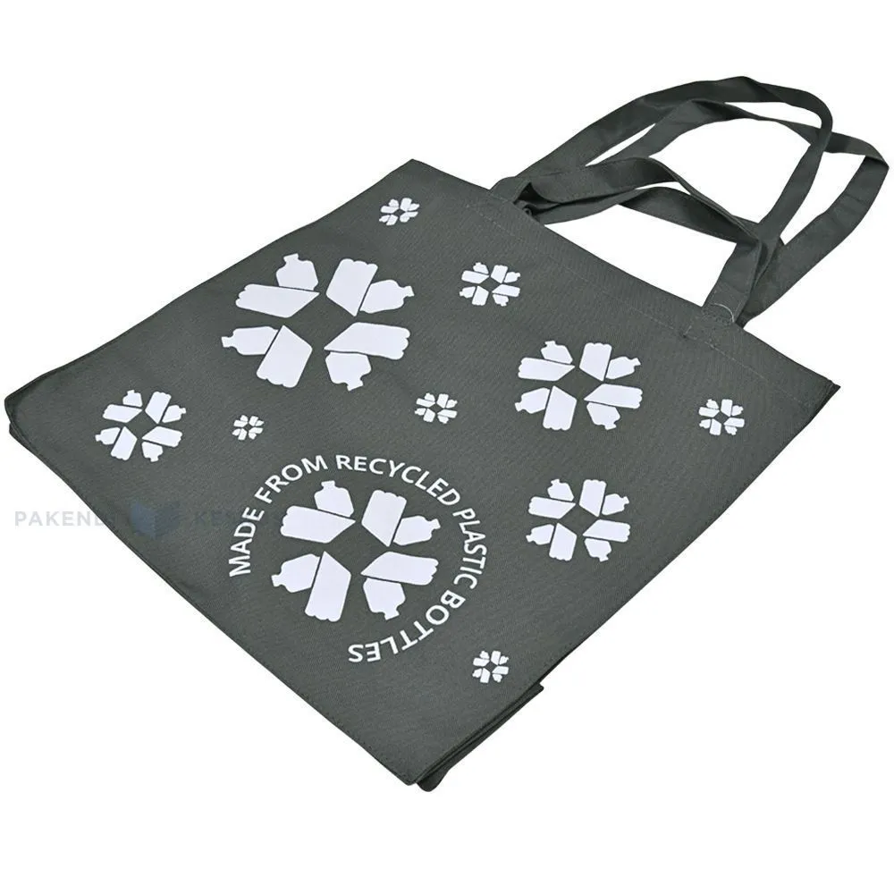 Topelt sangadega hall pudelitest valmistatud lilledega tekstiilkott rPET 40x20x40cm