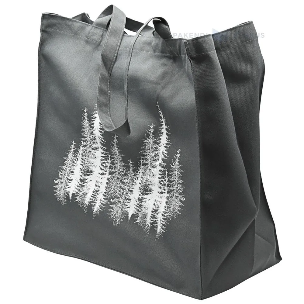 Grey textile bag with forest print with double handles rPET 40x20x40cm