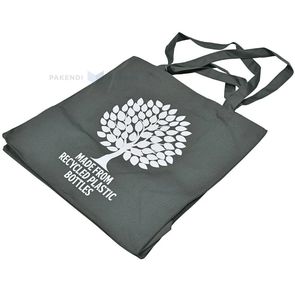 Topelt sangadega hall pudelitest valmistatud puuga tekstiilkott rPET 40x20x40cm