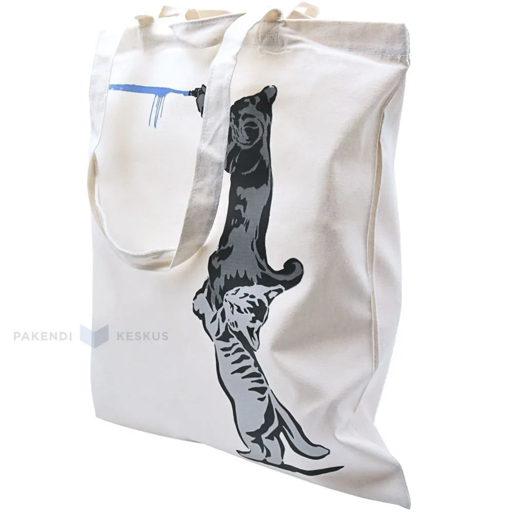 ''Two cats'' print textile bag with double handles 40x45cm thickness 240g/m2