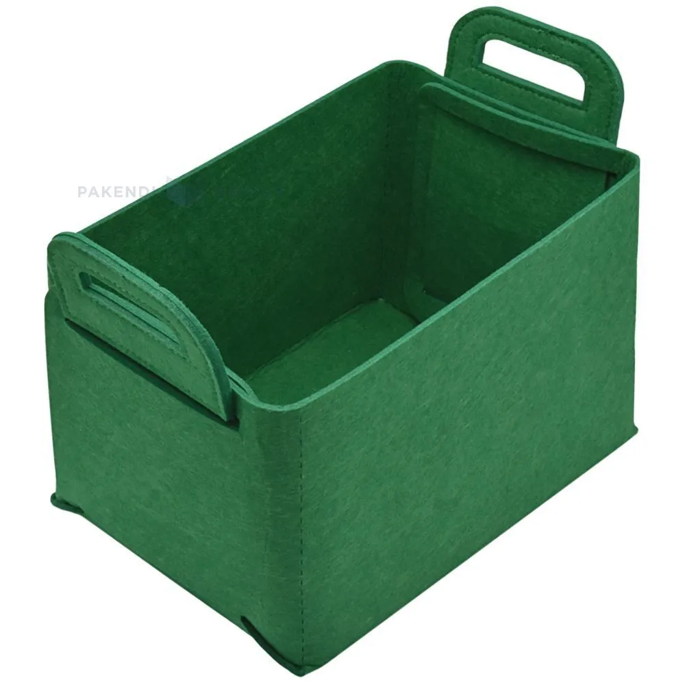 Green felt basket 24,5x16,5x19cm