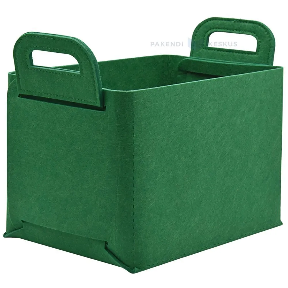 Green felt basket 24,5x16,5x19cm