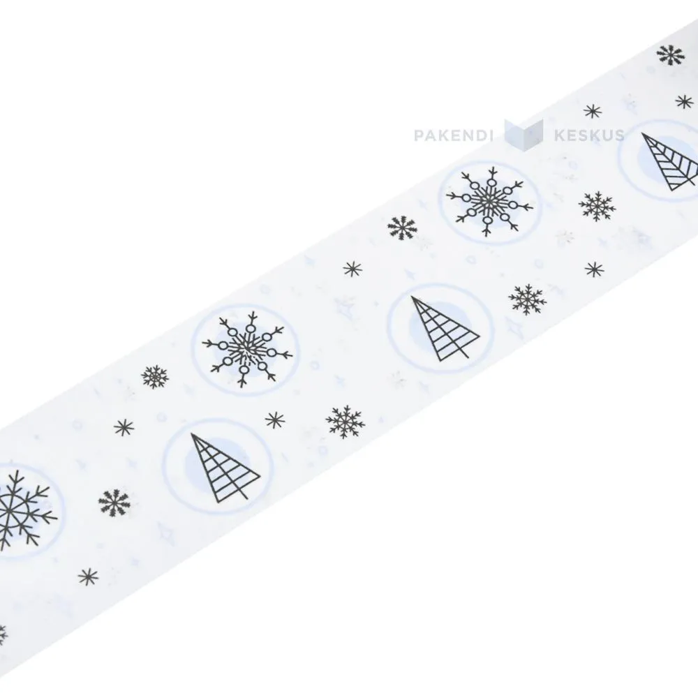 Trees and snowflakes white paper packaging tape 50mm wide, 50m/roll