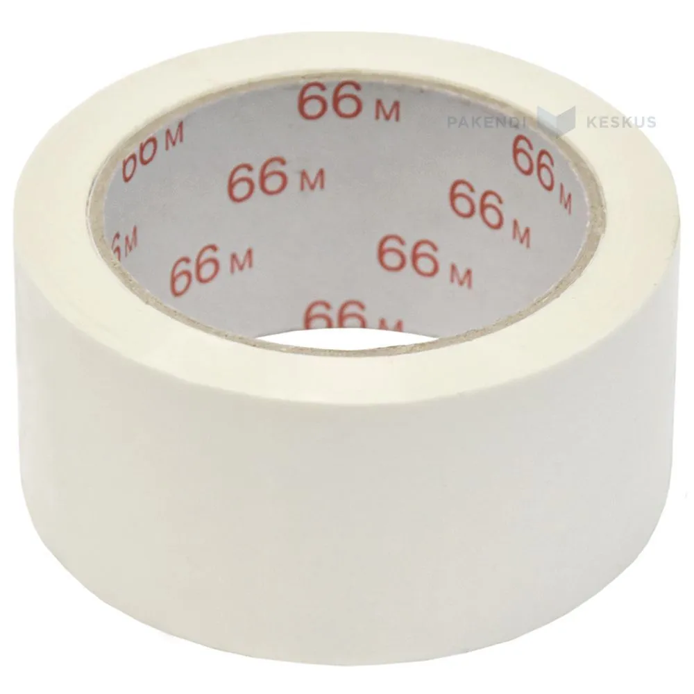 Pakkausteippi, PVC, 50mmx66m, valk, luonnonkumiliima