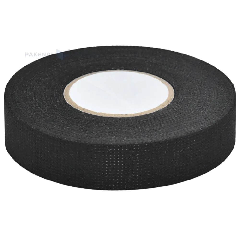 Black textile insulating tape 19mm wide, 15m/roll