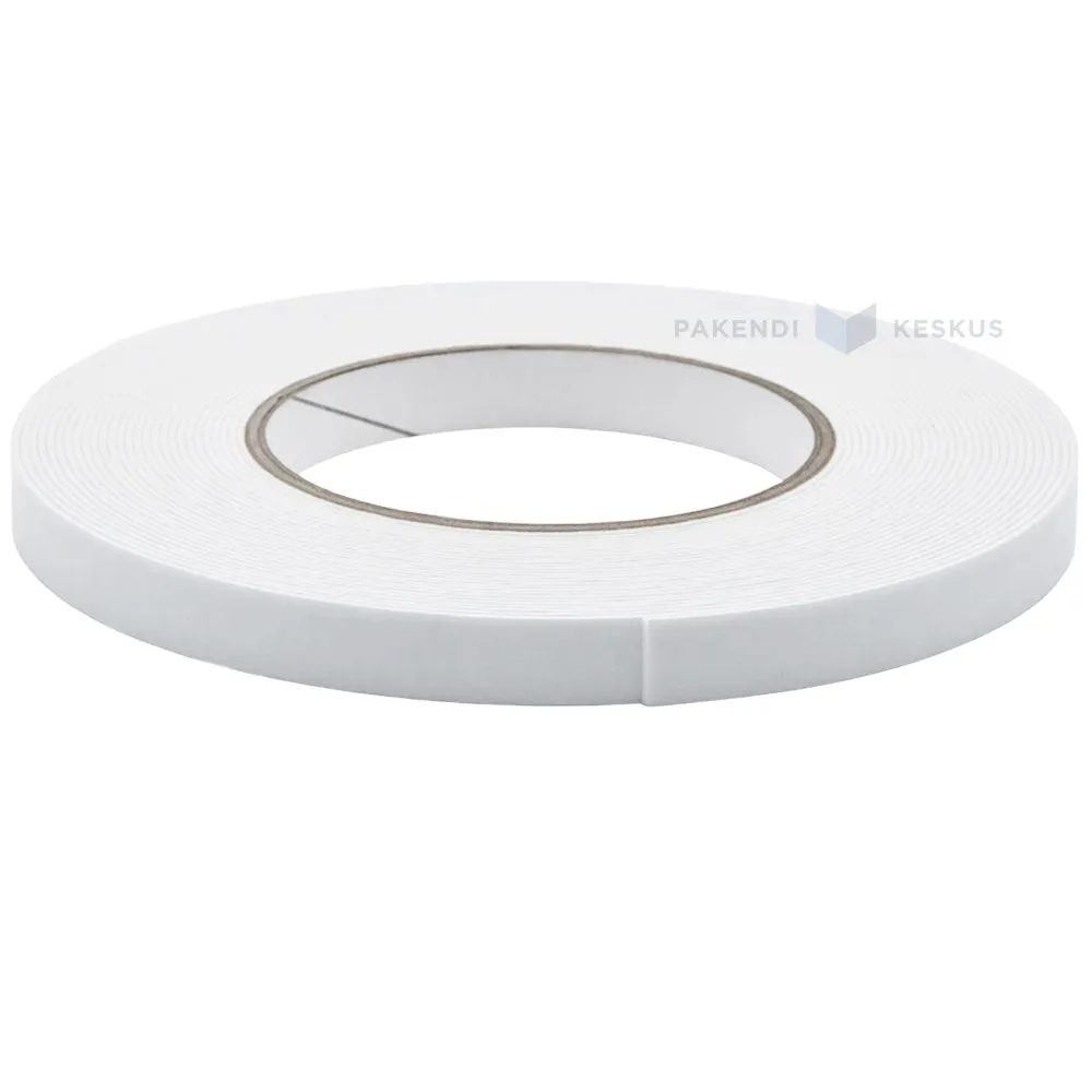 White double-sided PE foam tape 12mm wide 1mm thickness, 10m/roll