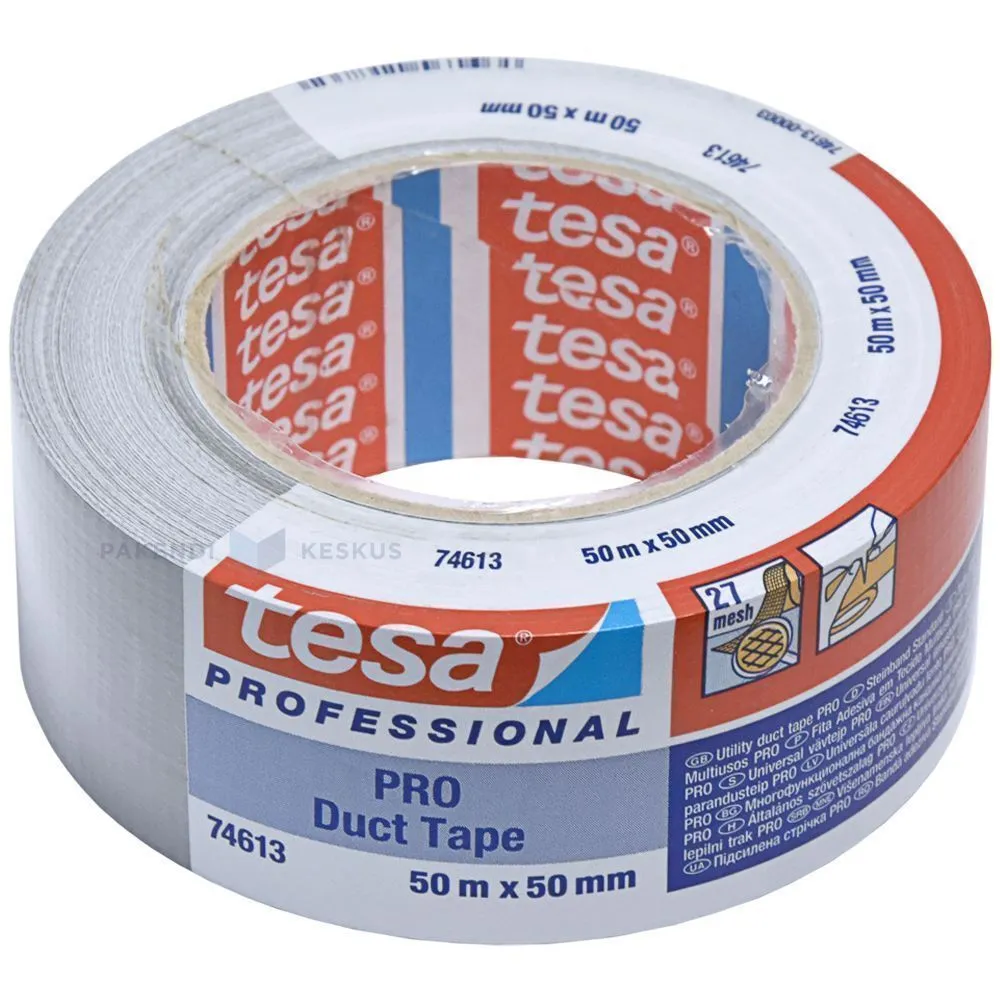 Скотч хозяйственный серый Tesa 74613 шириной 50мм, в рулоне 50м