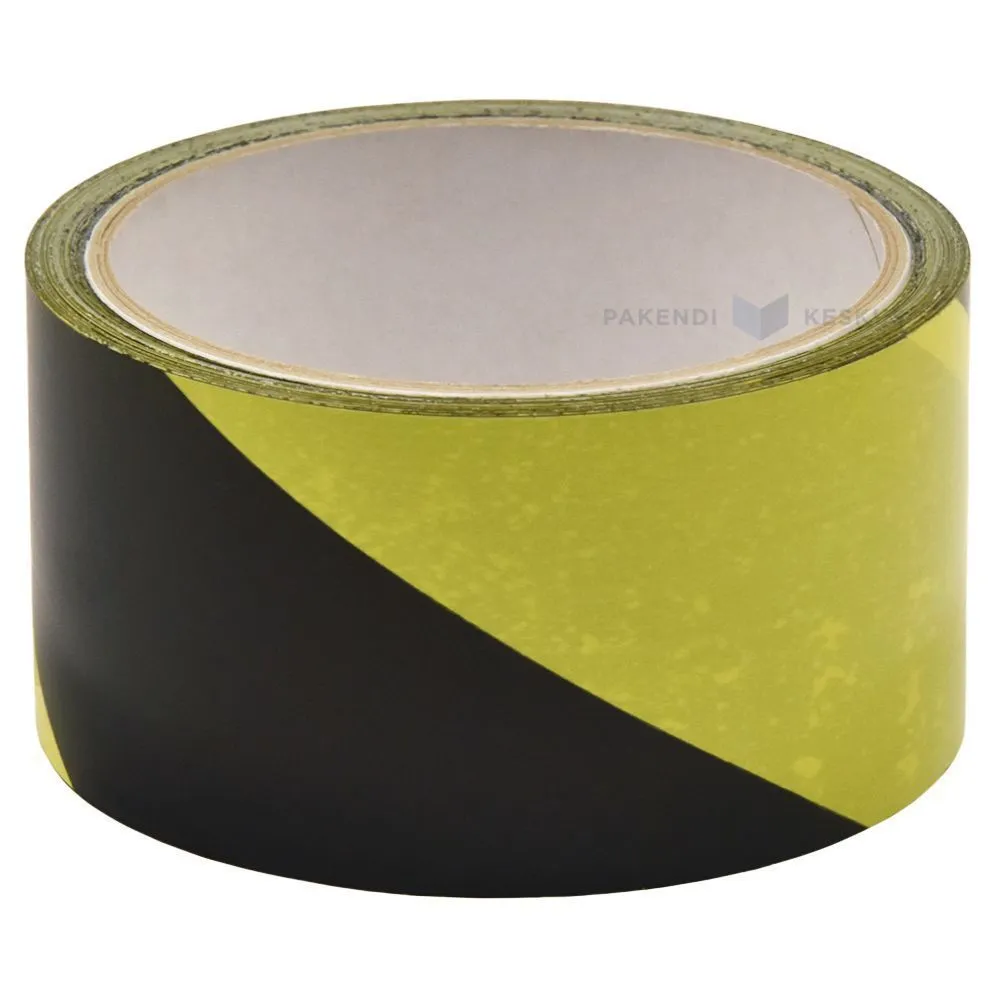 Yellow-black warning tape 50mm wide, 33m/roll