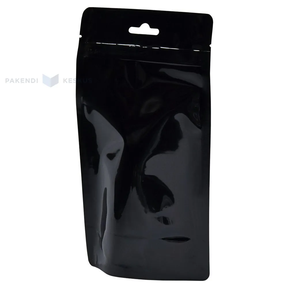 Musta Stand-Up pussi alumiinilla 12+ (2x3) x16cm, 50kpl / pkt