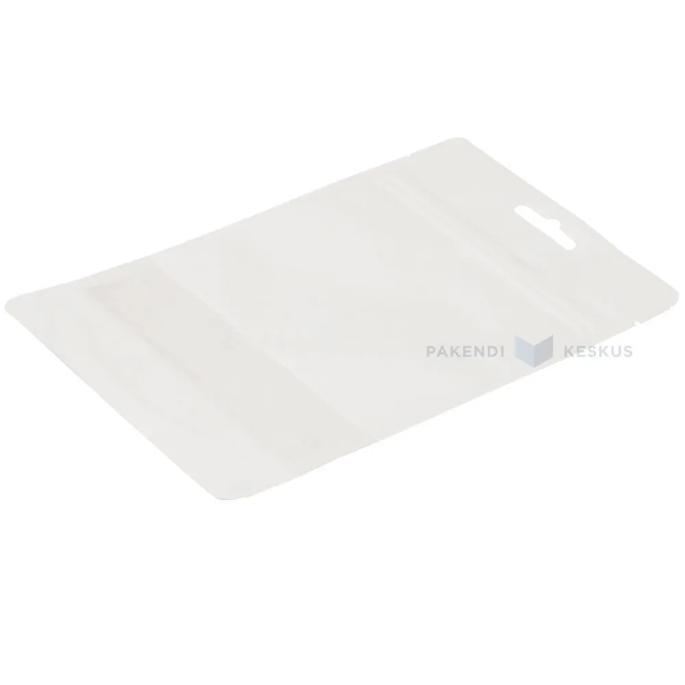 White stand-up pouch with window 12+(2x3)x17cm, 50pcs/pack