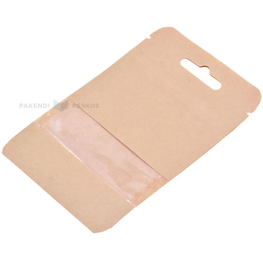 Pruun püstiseisev kott aknaga 8+(2x2,5)x10cm 80ml, pakis 50tk