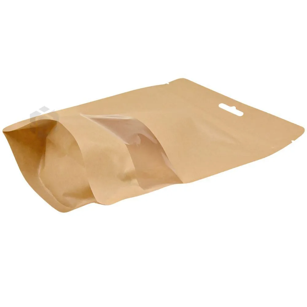 Pruun püstiseisev kott aknaga 12+(2x3)x17cm, pakis 50tk