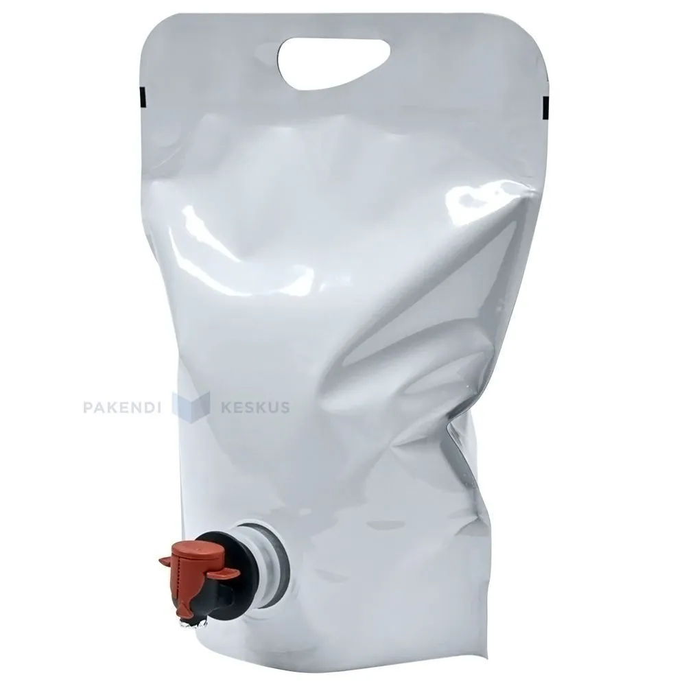Valge püstiseisev kott liblikkraaniga 28+(18,5+16,5)x29cm 5L
