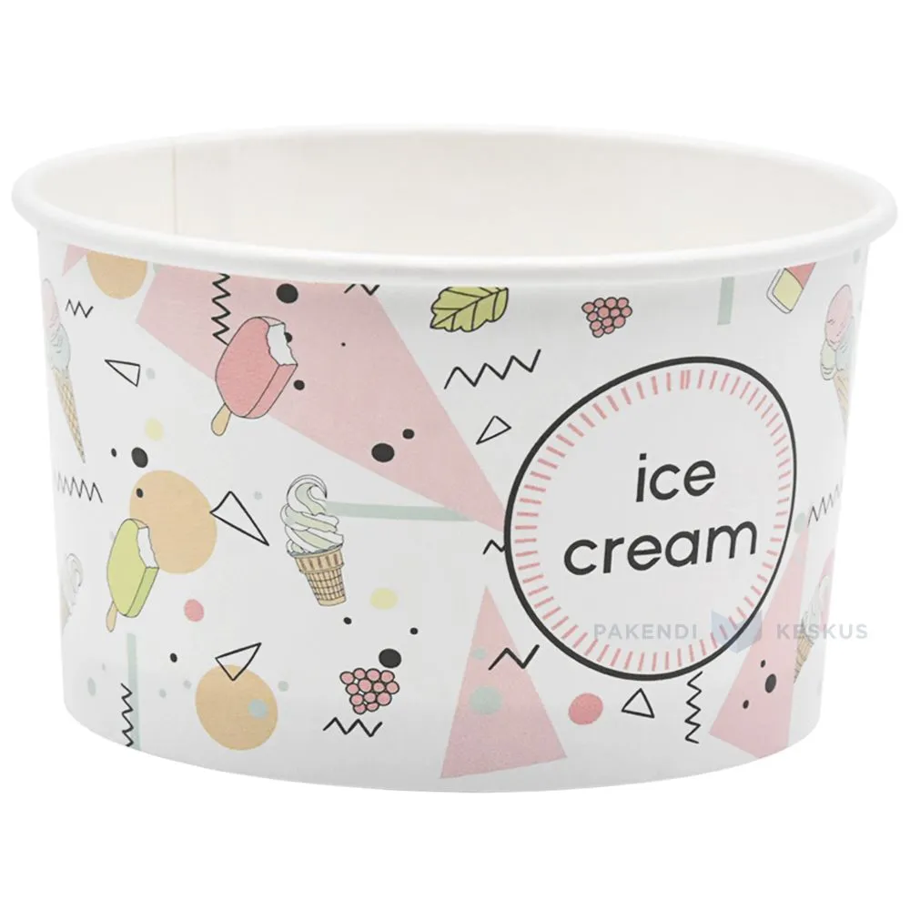 Kartongist toidukarp ''Ice Cream'' diam. 93mm 245ml, pakis 25tk