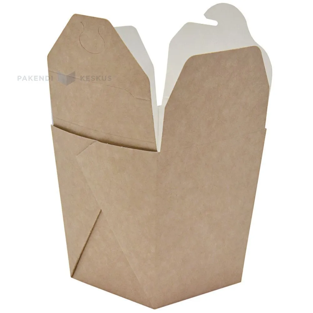 Brown/white carton chinese takeout box 95x95x100mm, 35pcs/pack