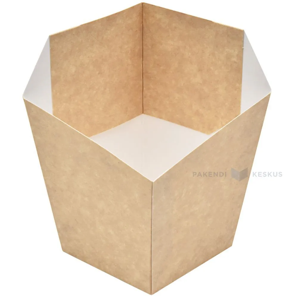 Pruun kartongist friikartuli ja kastme tasku 65x65x75mm, pakis 25tk