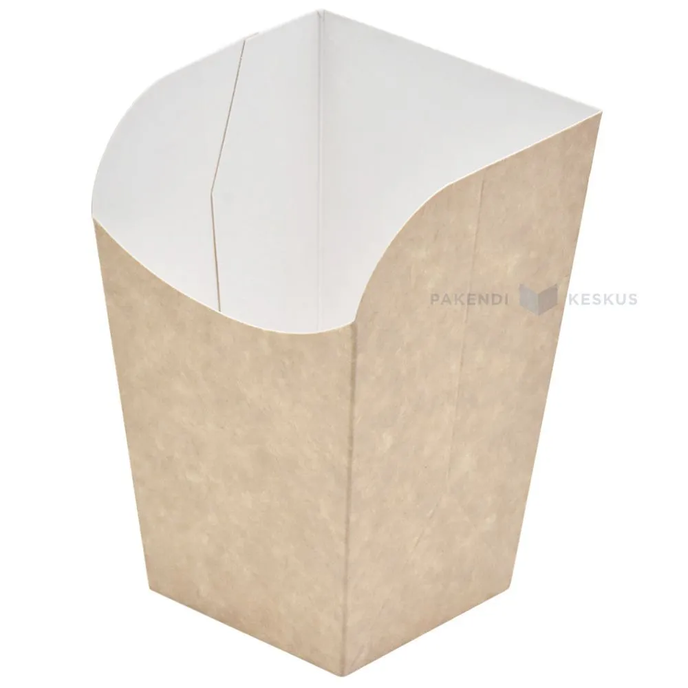 Коричневая коробка под попкорн и фри-картошку 84х85мм высотой 130мм 500мл, в упаковке 25шт