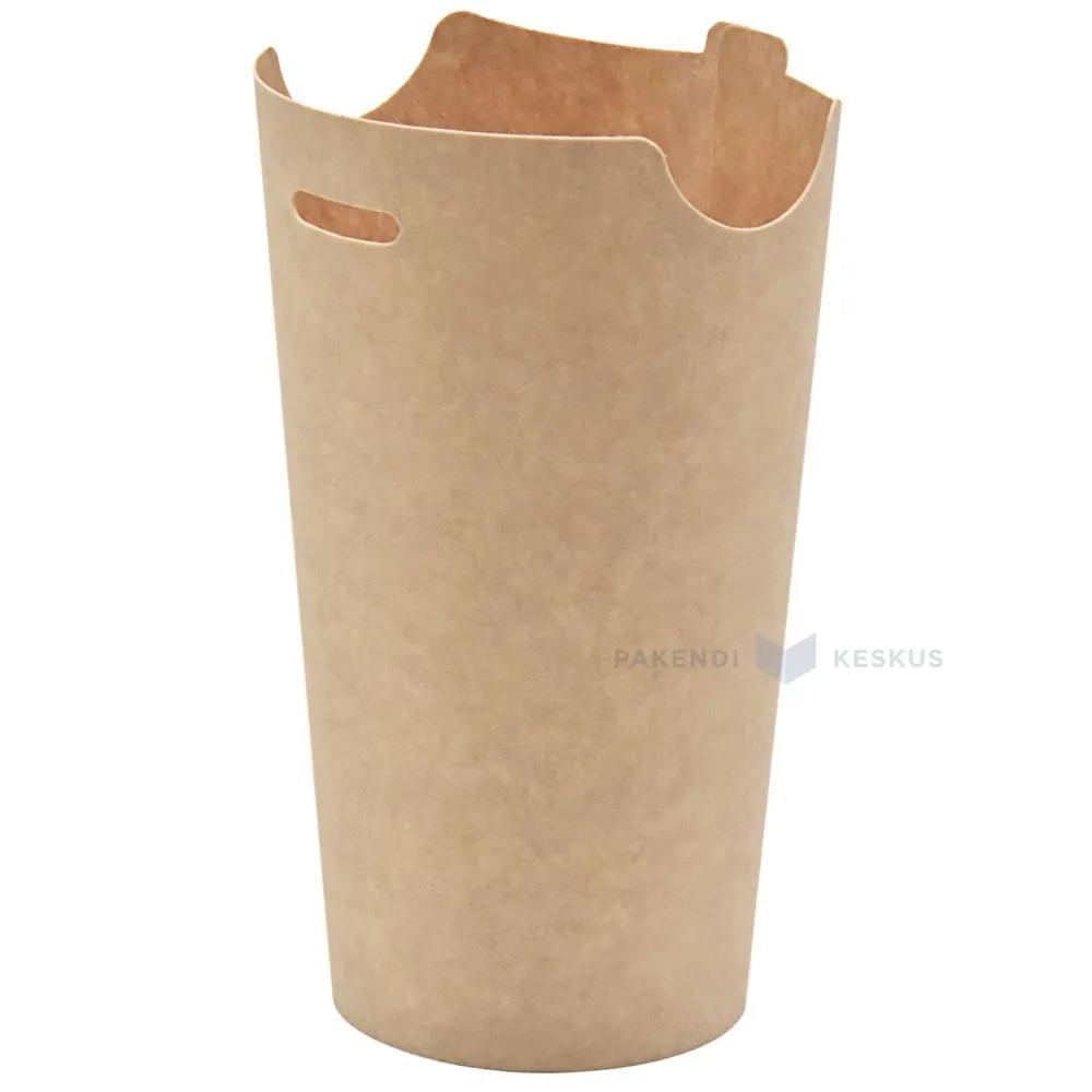 Brown carton food cup with butterfly lid 350ml, 50pcs/pack
