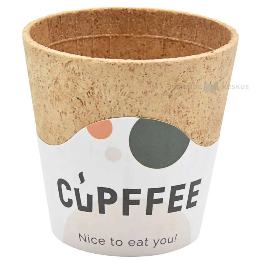 Brown edible coffee cup from bicquit 220ml with diameter 75mm, 12pcs/box