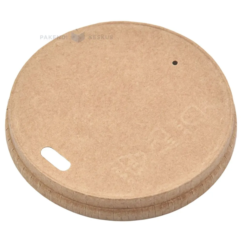 Brown flat paper lid for 250ml coffee cup with diameter 80mm, 50pcs/pack