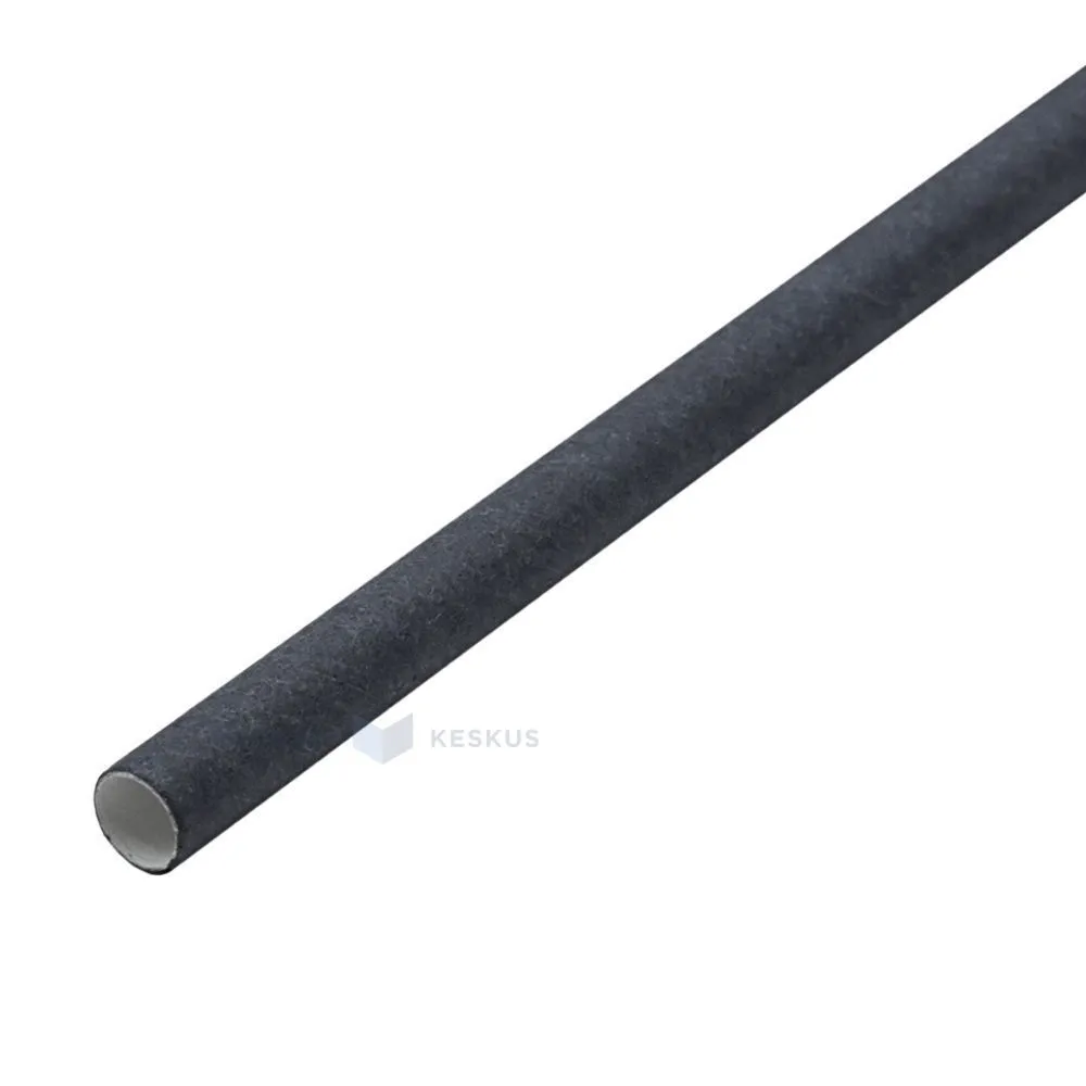 Black paper drinking straw 0,6x20cm unflexible, 250pcs/pack