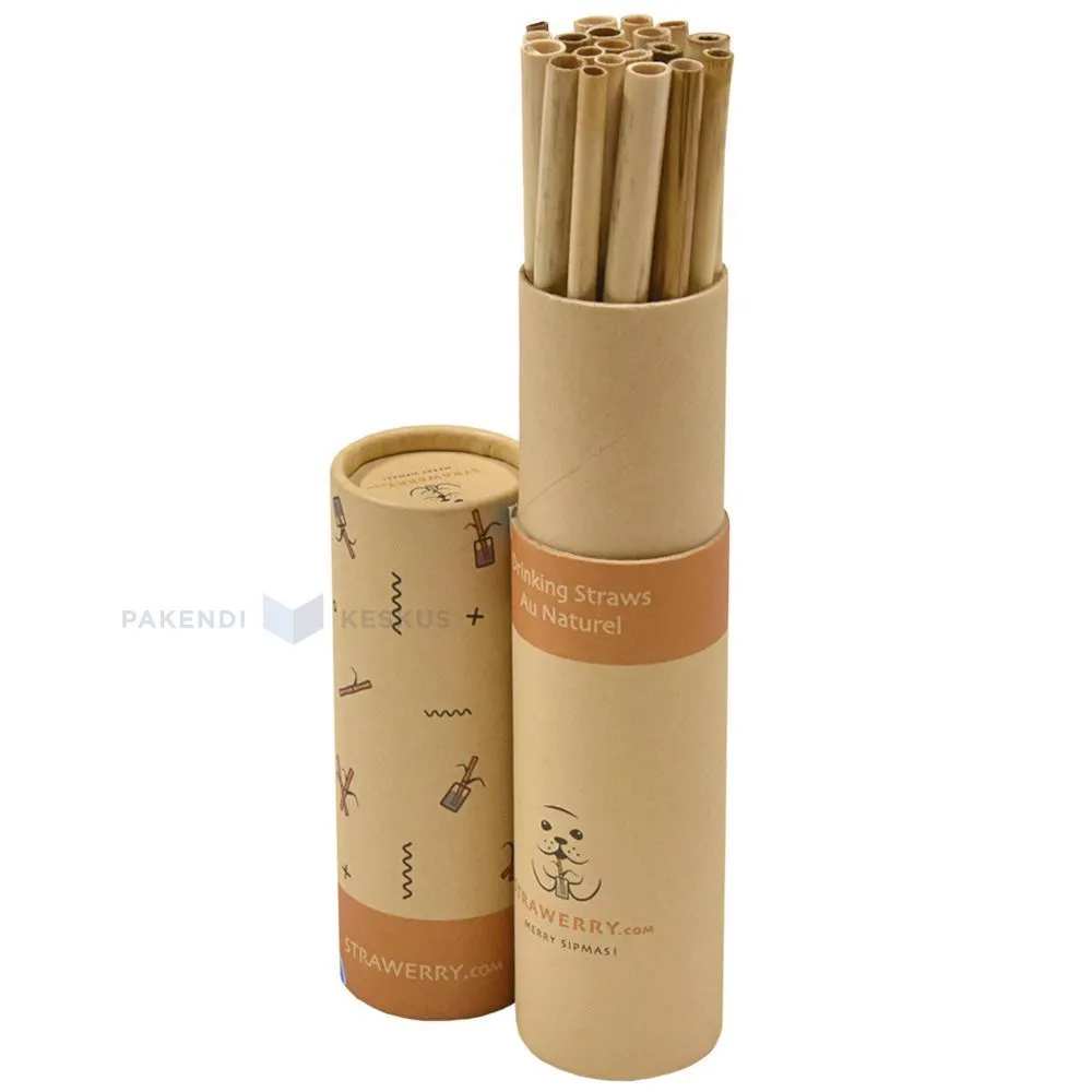 Reed drinking straw Strawerry 20cm, ca 20pcs/pack
