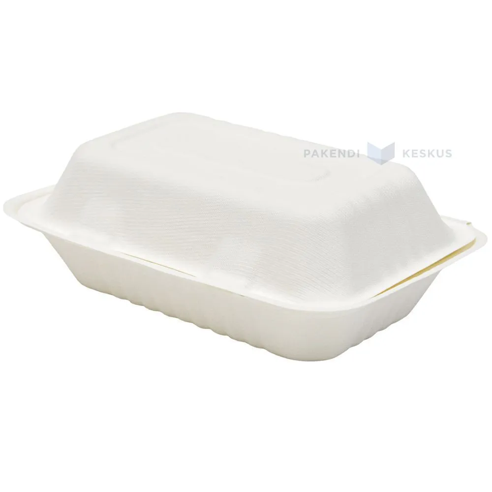 100% biolagunev/komposteeritav 1-osaline söögikarp kaanega 230x157x45/80mm, pakis 50tk