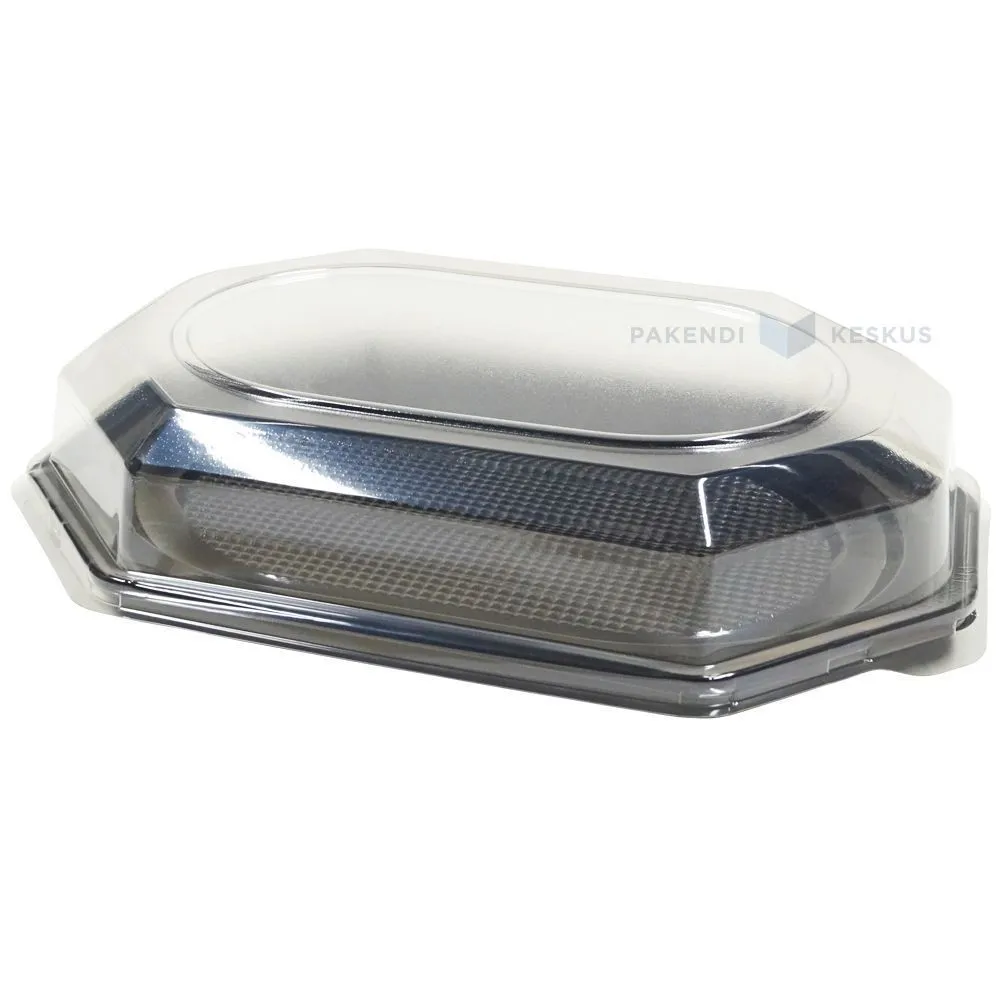 Black tray with transparent lid 450mm, 10pcs/pack