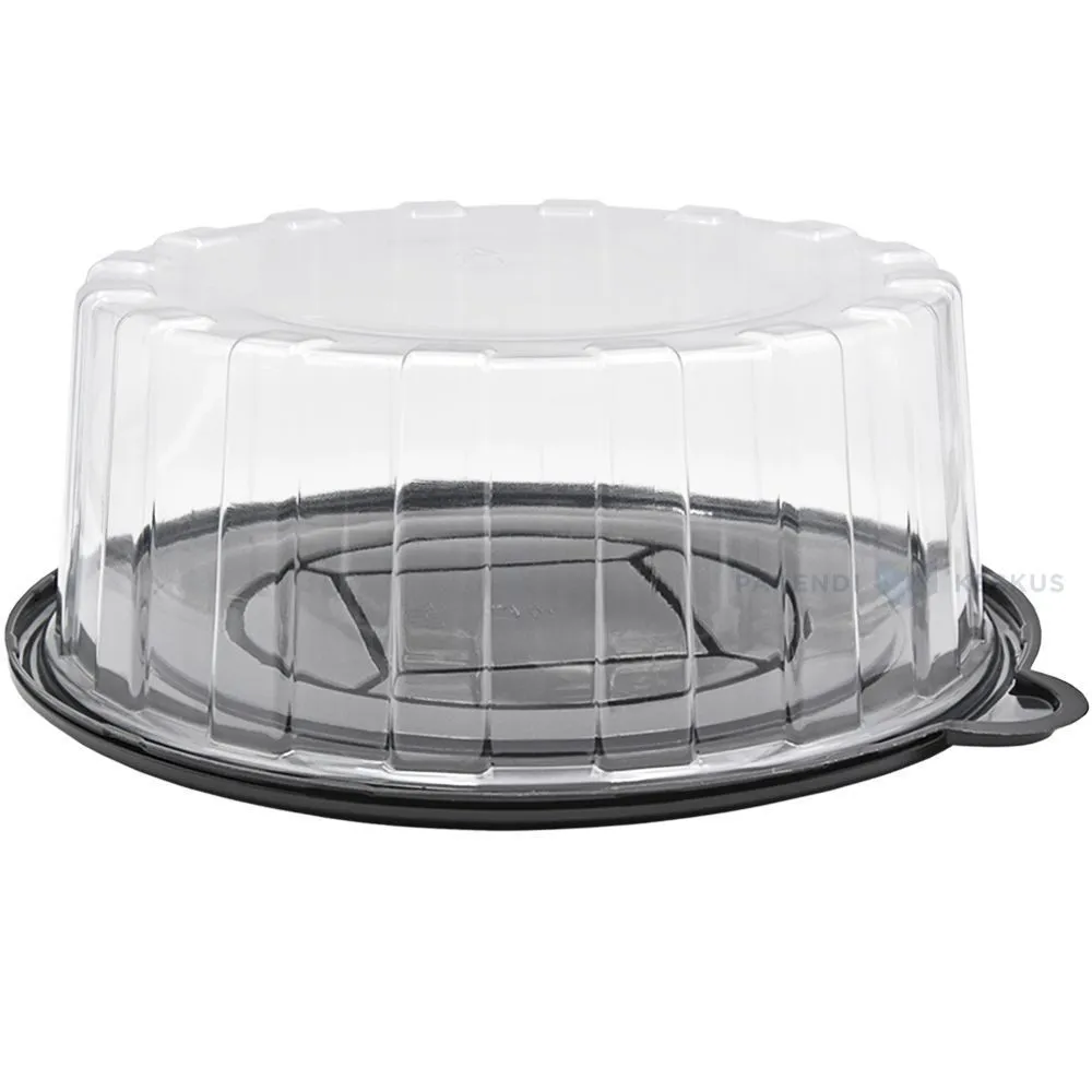 Kakkurasia kannella, PET, d. 300mm, kork 118mm, 2kg, musta alusta, kirkas kansi, 10kpl