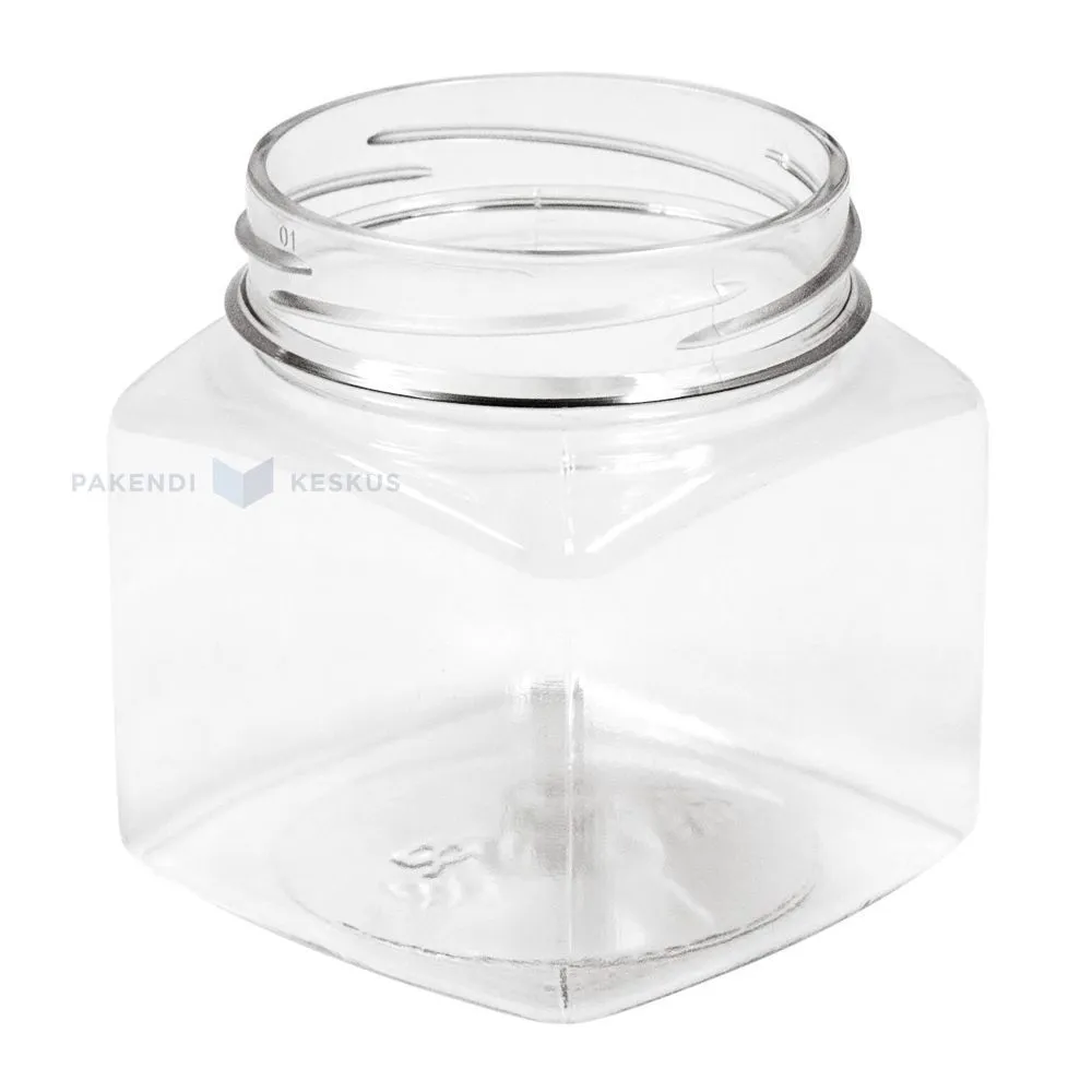 Plastikust purk "Square" PET 250ml diameetriga 63mm