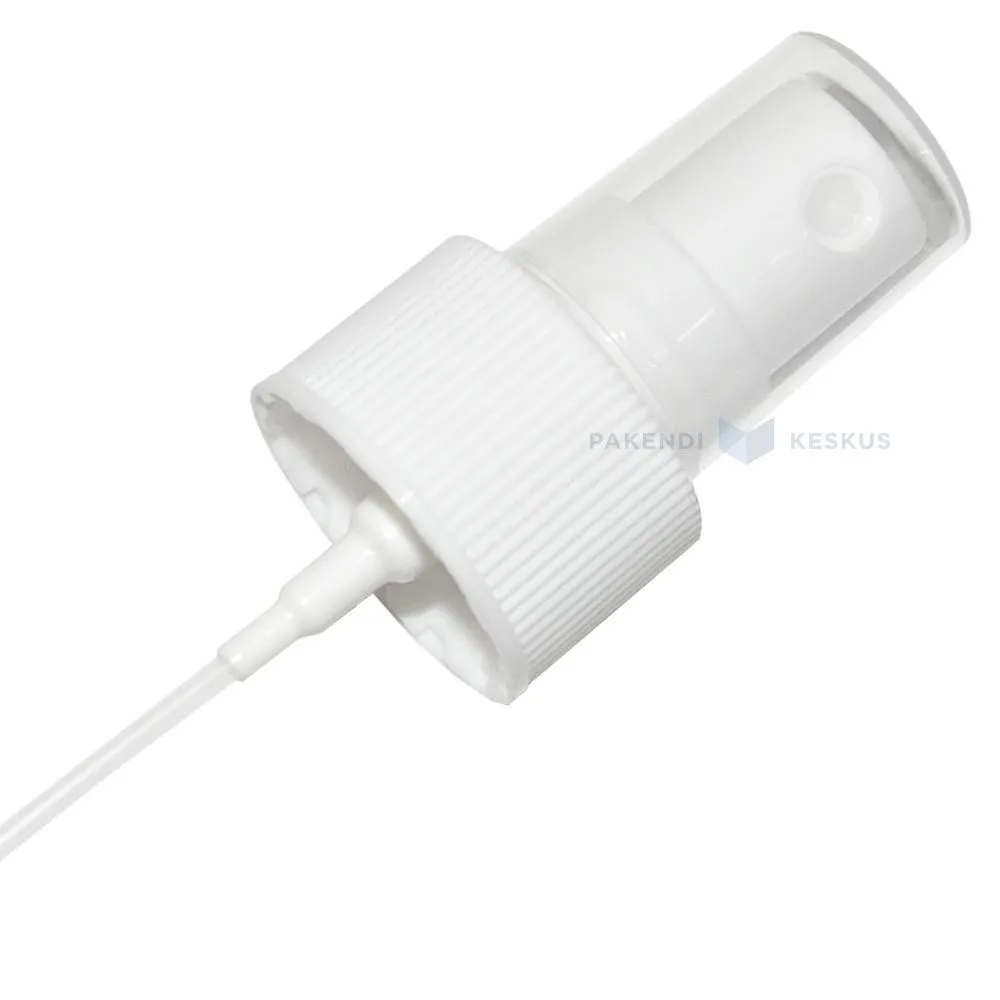 Valge pihusti kork plastikust pudelile diameetriga 24mm pikkusega 225mm