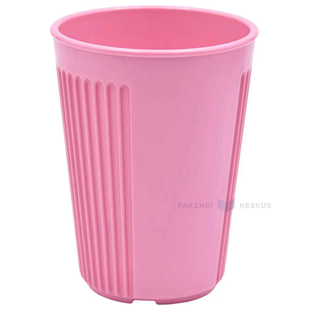 Reusable plastic pink drinking cup 440ml PS 50x machine washable