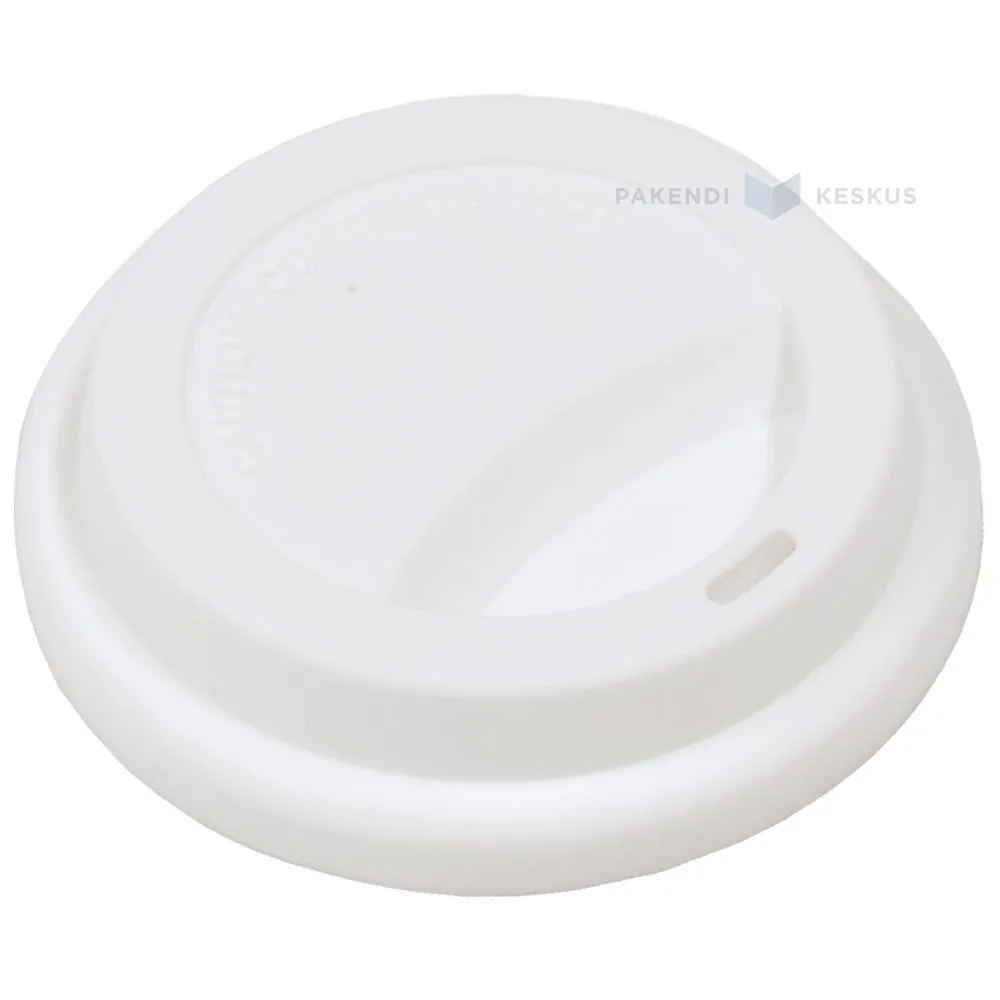 Reusable white silicone lid for drinking cup with diameter 85mm