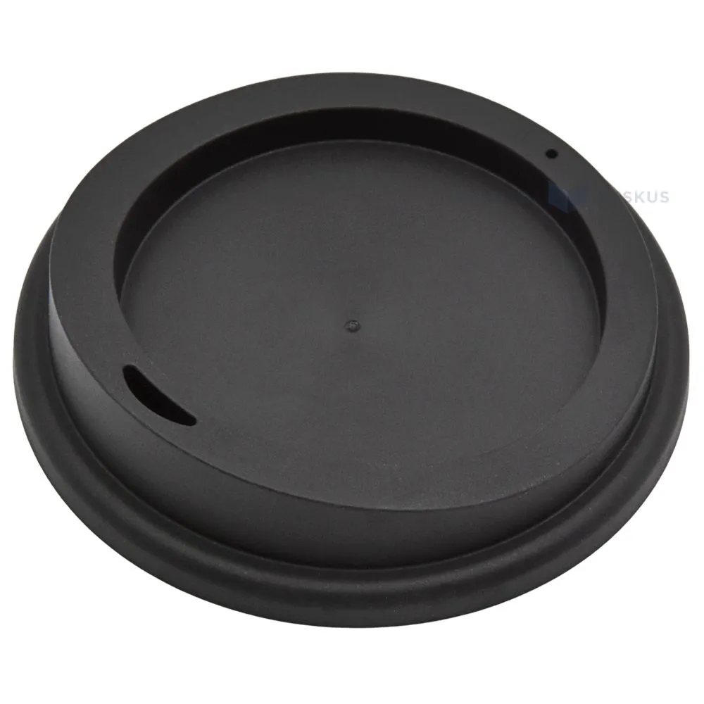 Силиконовая чёрная крышка многоразового использования для стакана диаметром 90мм